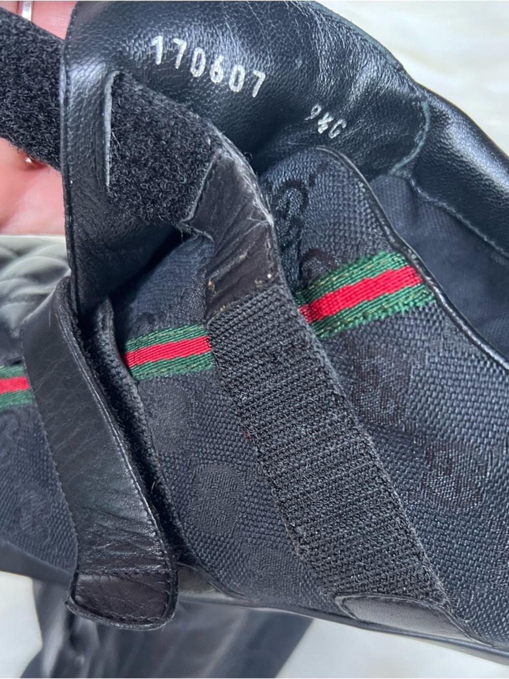 GUCCI Men's Shoes Sz 9.5 G Black Monogram GG Monogram Sneakers Designer Italy - Picture 4 of 17